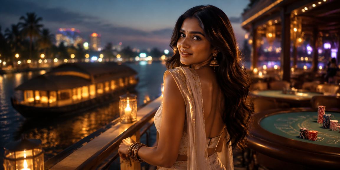 Teen Patti gameplay on mobile device in Kerala's backwaters location